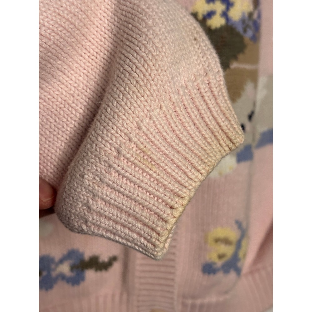Northern Reflections Vintage Pink Cat Intarsia Cotton Cardigan Sweater Womens S - Picture 4 of 11